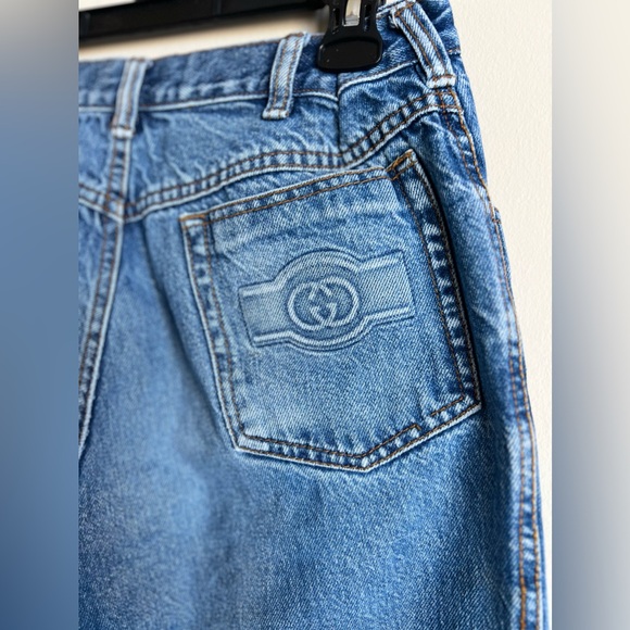 GUCCI Vintage 80’s GG Interlocking Denim Jeans Rare Logo Sz 29/30 - Picture 9 of 13